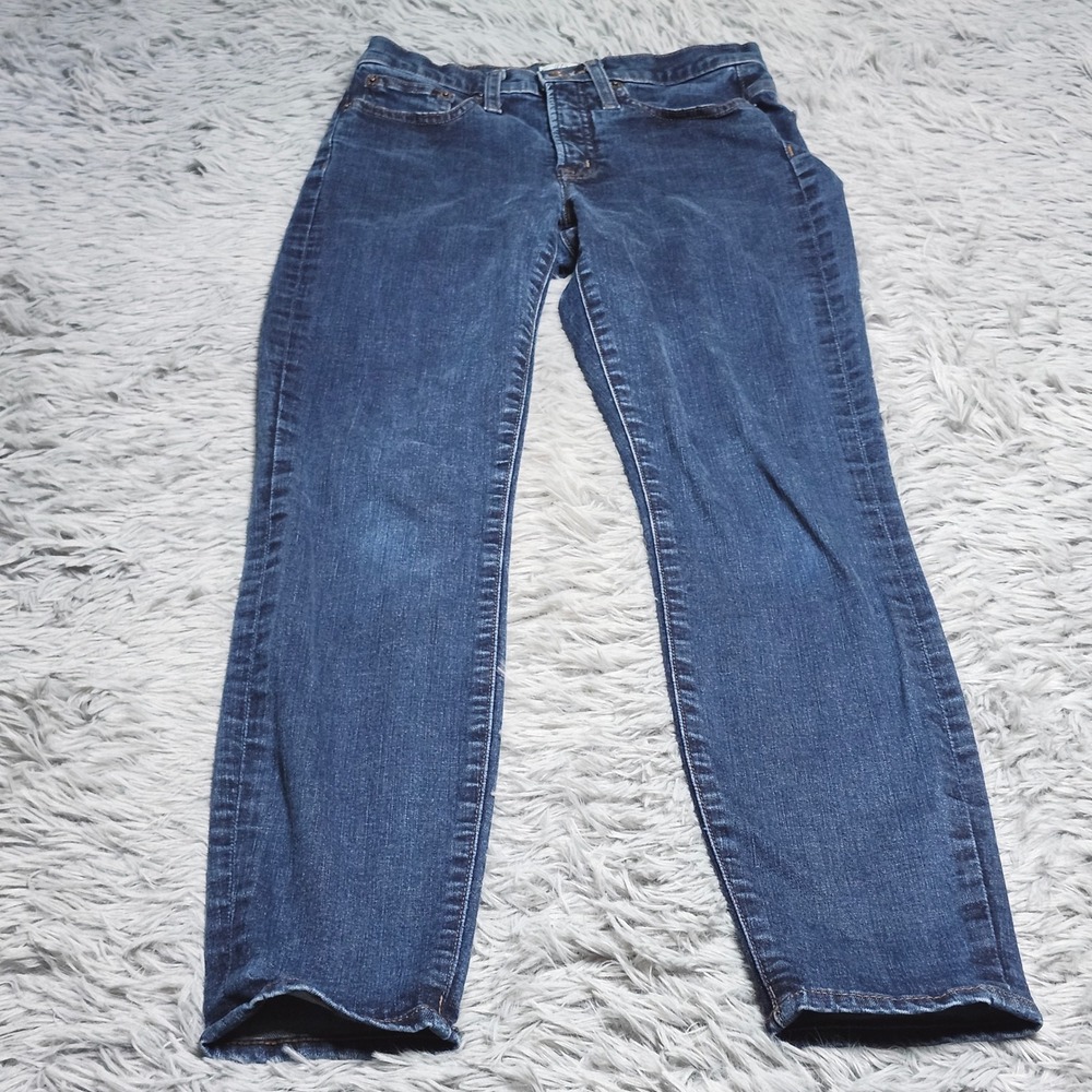 J Crew Toothpick Jeans Womens 25 9" High Rise Dark Wash Denim Skinny 28" inseam